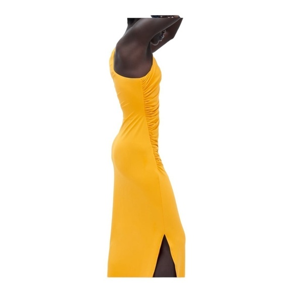 ZARA Mustard Yellow Asymmetric One Shoulder Midi Dress Small Blogger Favorite - Picture 7 of 11